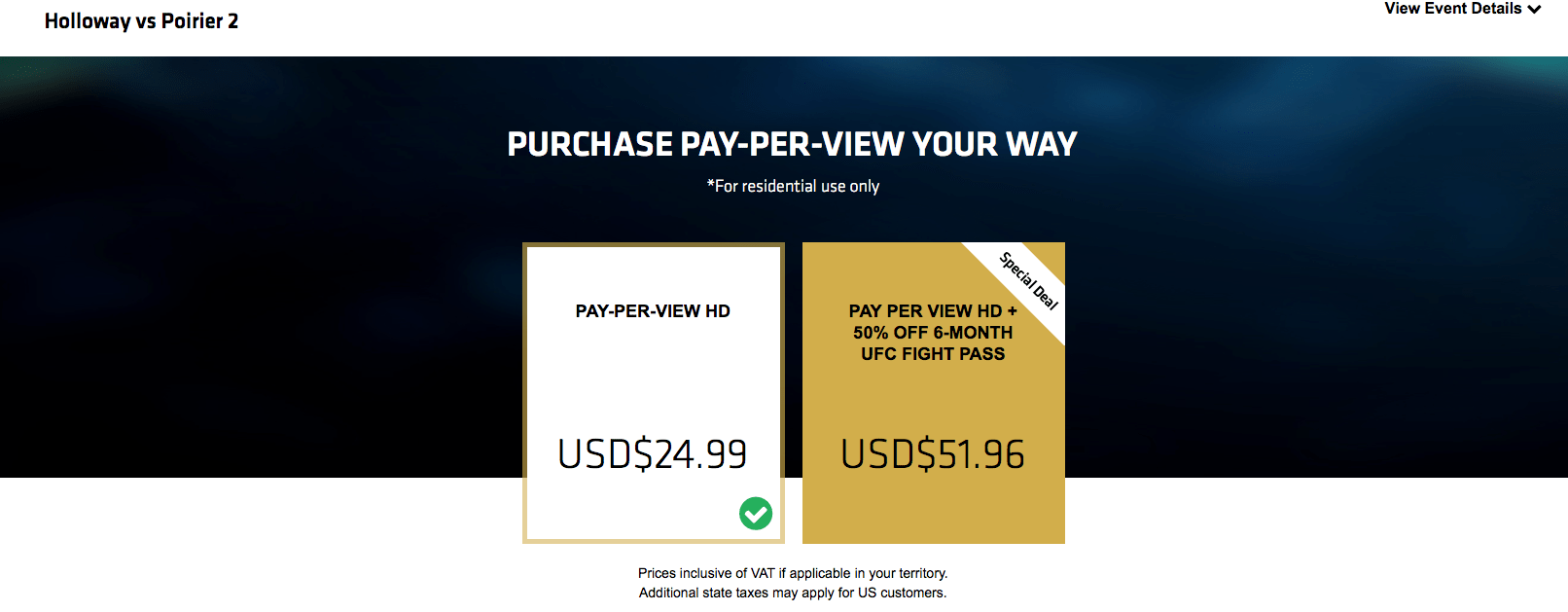UFC PPV med VPN