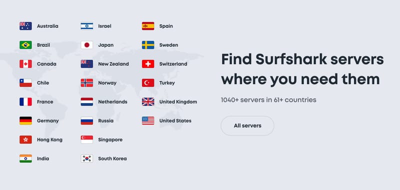 SurfShark Server List