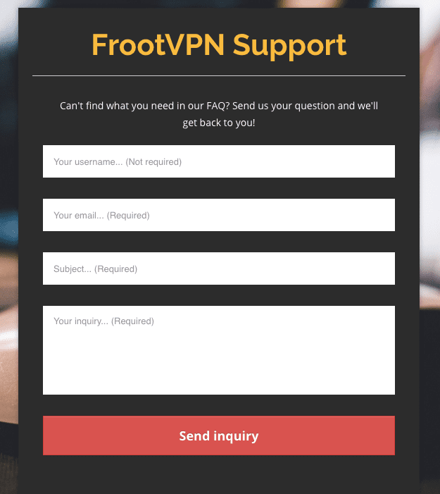 Revisión de FrootVPN - Atención al cliente