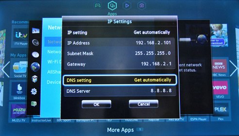 DNS-inställningar Samsung Smart TV