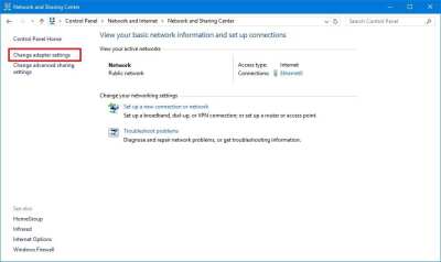 Cambiar la configuración del adaptador Windows 10