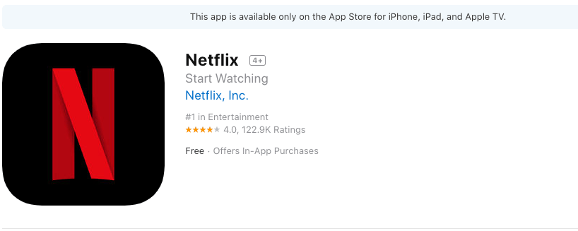 Aplikacija Netflix Mac