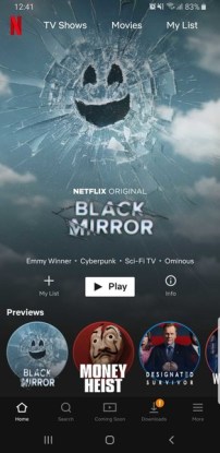 Glavna stran Netflix Android
