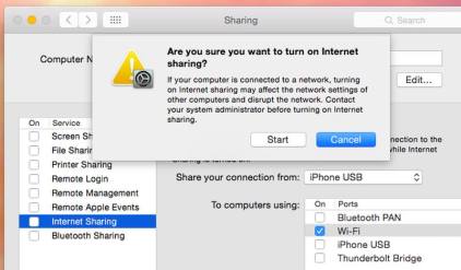 Habilitar Internet Sharing Mac