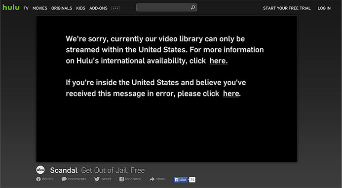 Hulu geoblock message