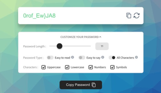 Create Password via Generator